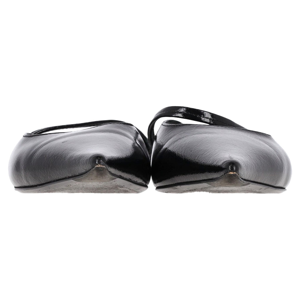 Totême Pointed Slingback Ballet Flats in Black Patent Calf Leather
