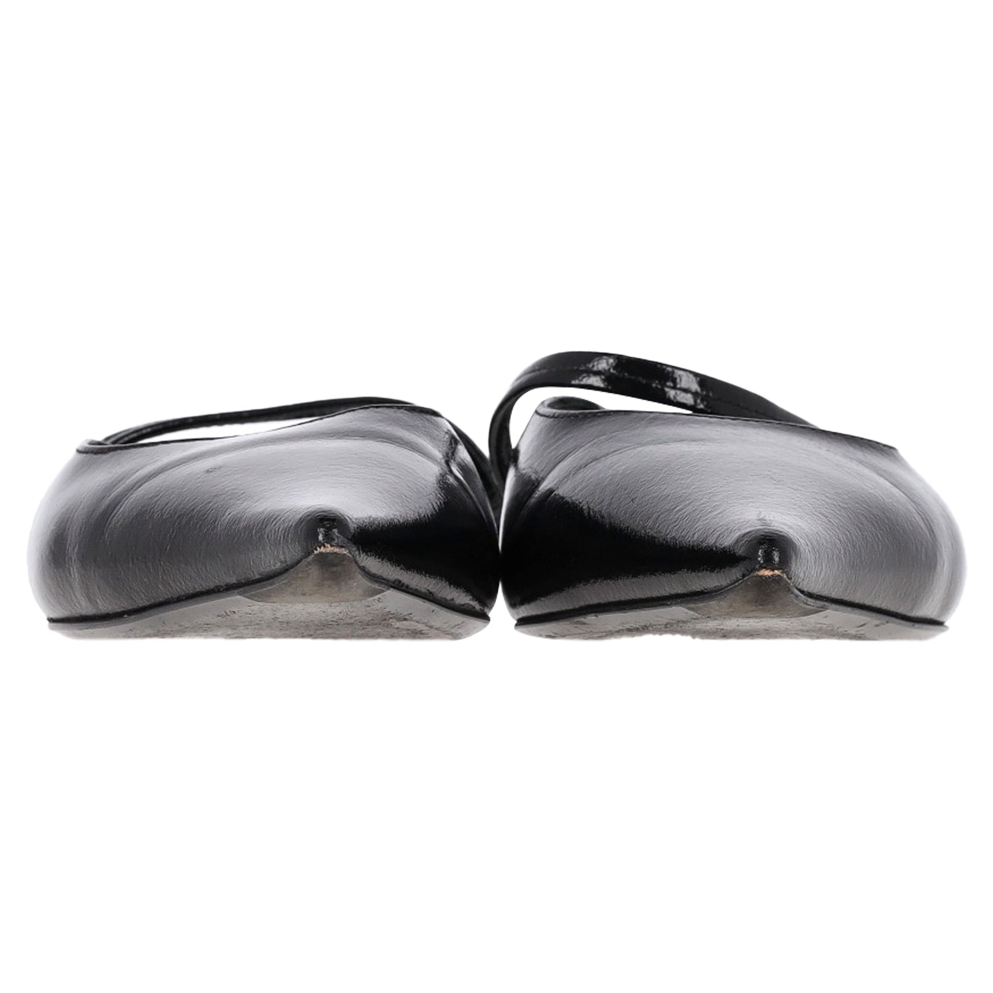 Totême Pointed Slingback Ballet Flats in Black Patent Calf Leather