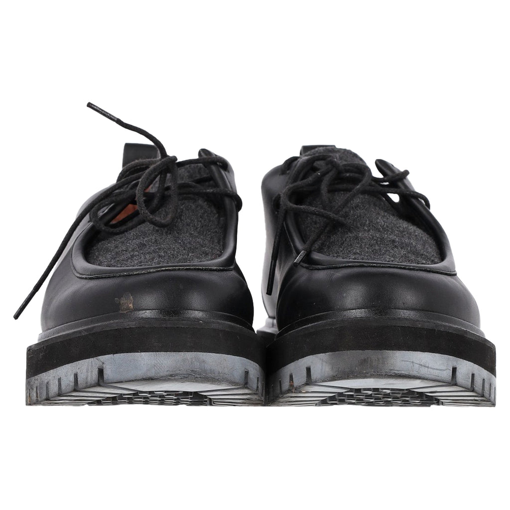 Loro Piana Lace-Up Derby Shoes in Black Leather
