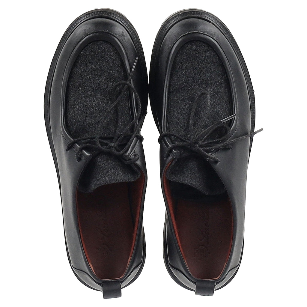 Loro Piana Lace-Up Derby Shoes in Black Leather