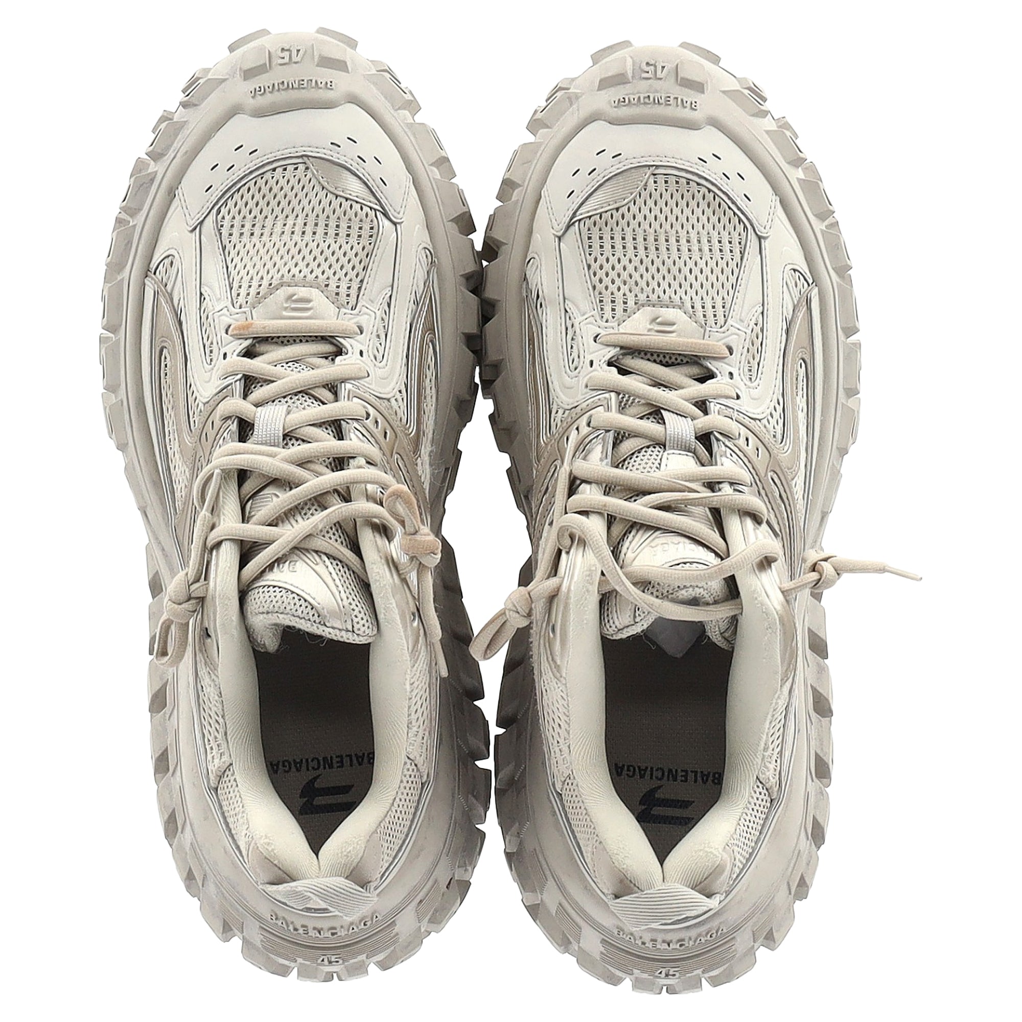 Men's Balenciaga Bouncer Distressed Sneakers in Beige Polyurethane