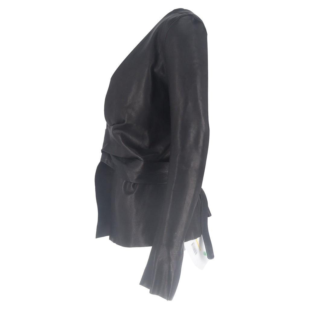 Rick Owens Wrap Jacket in Black Leather