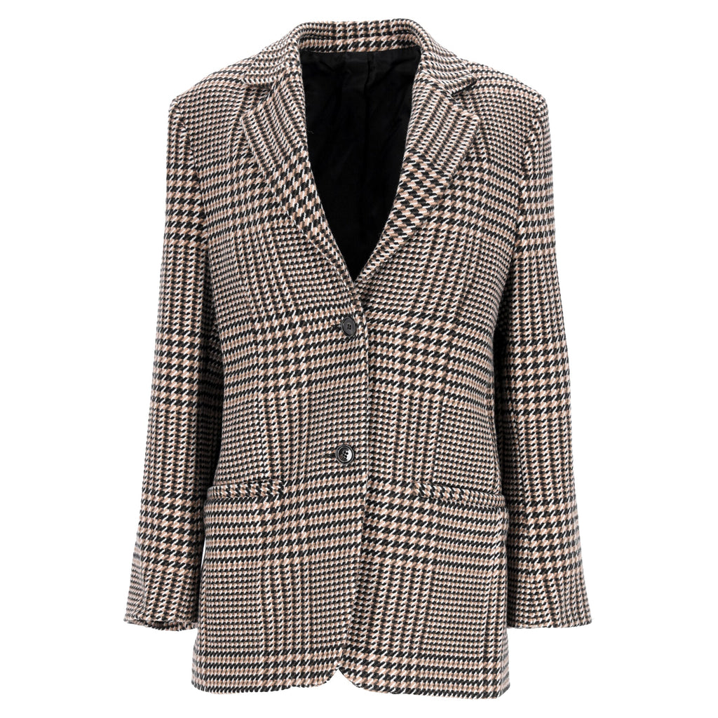 Totême Houndstooth Single-Breasted Blazer in Brown Wool