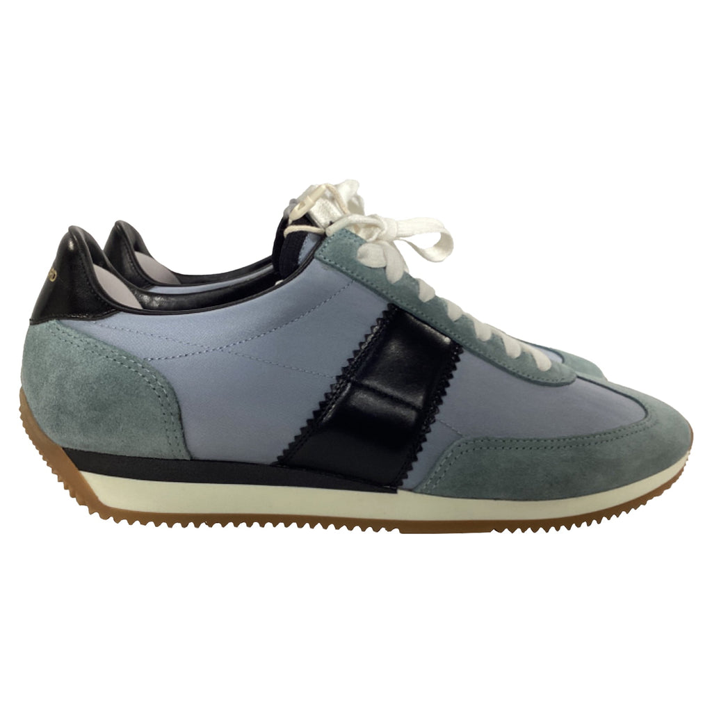 Men's Tom Ford Lace-Up Low-Top Sneakers in Blue and Black Suede
