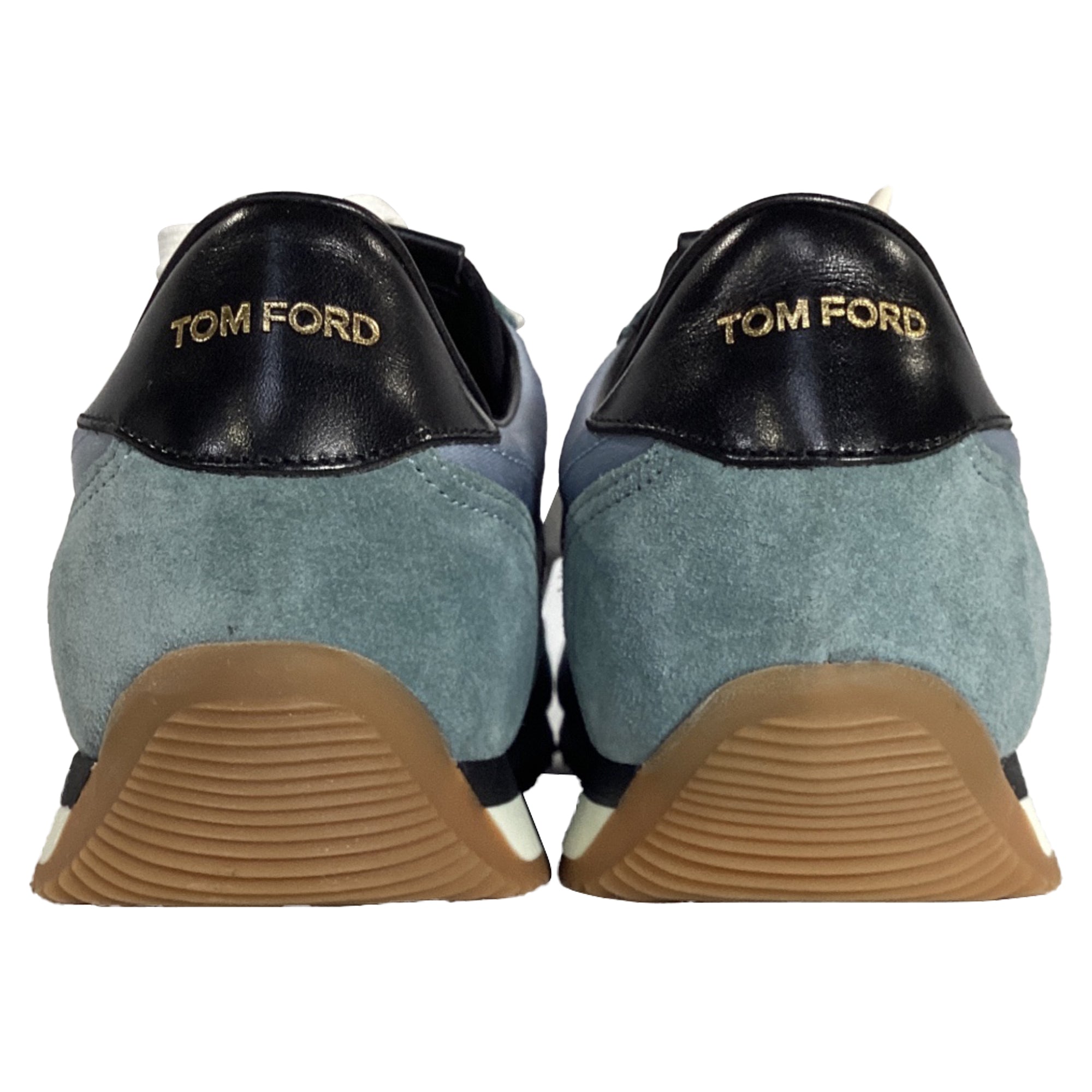 Men's Tom Ford Lace-Up Low-Top Sneakers in Blue and Black Suede