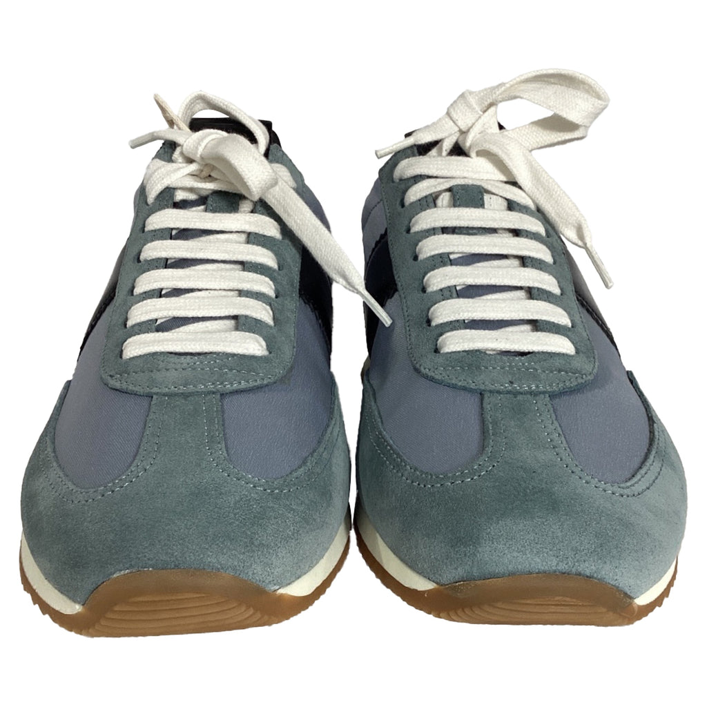 Men's Tom Ford Lace-Up Low-Top Sneakers in Blue and Black Suede
