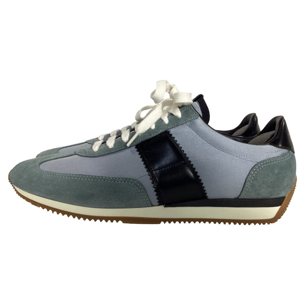 Men's Tom Ford Lace-Up Low-Top Sneakers in Blue and Black Suede