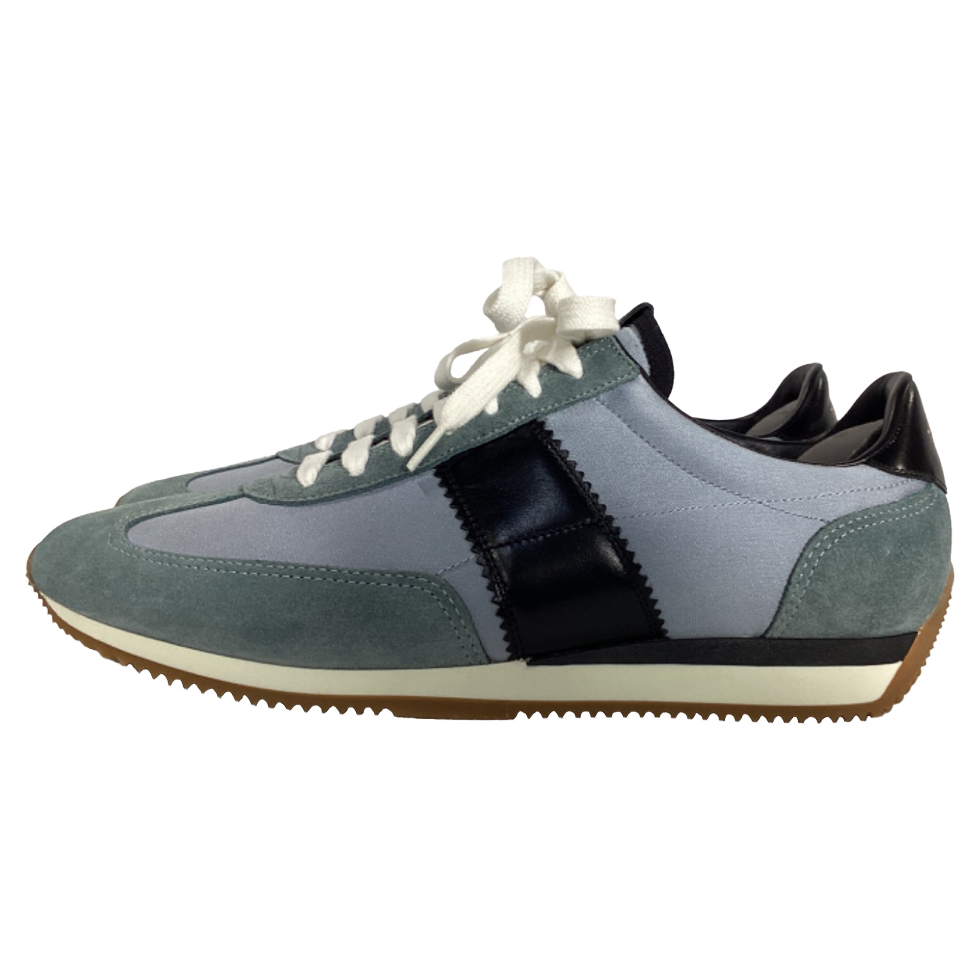 Men's Tom Ford Lace-Up Low-Top Sneakers in Blue and Black Suede