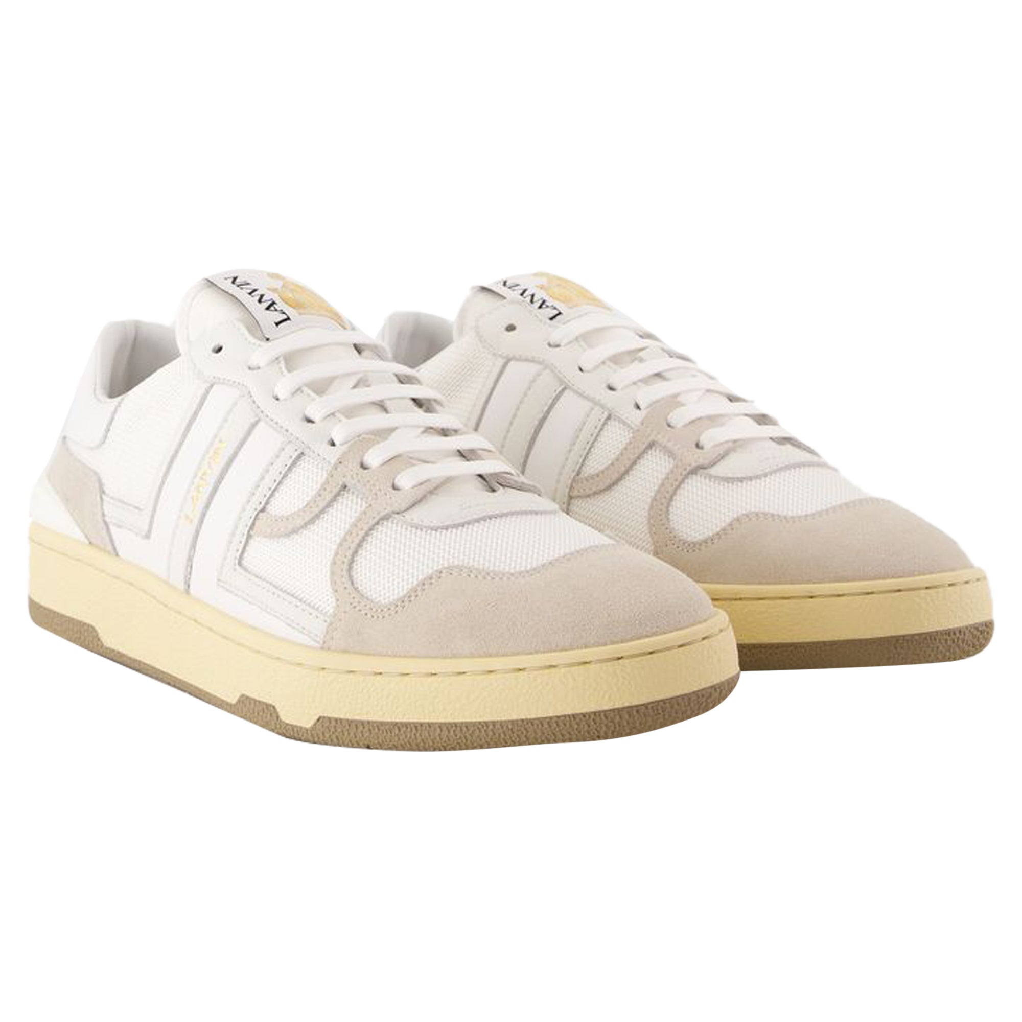 Women's Clay Sneakers - Lanvin - Leather - White