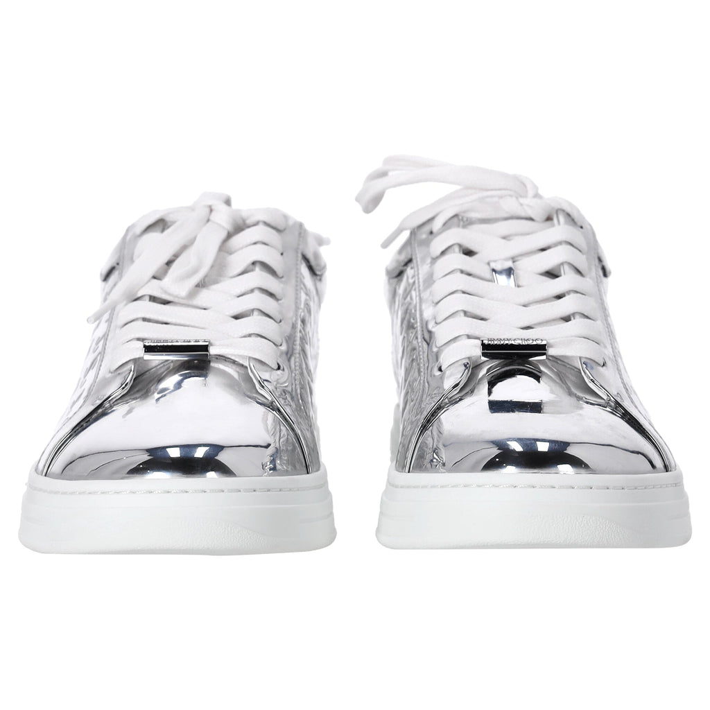 Women's  Jimmy Choo Rome/F Monogram Sneakers in Metallic Silver Leather