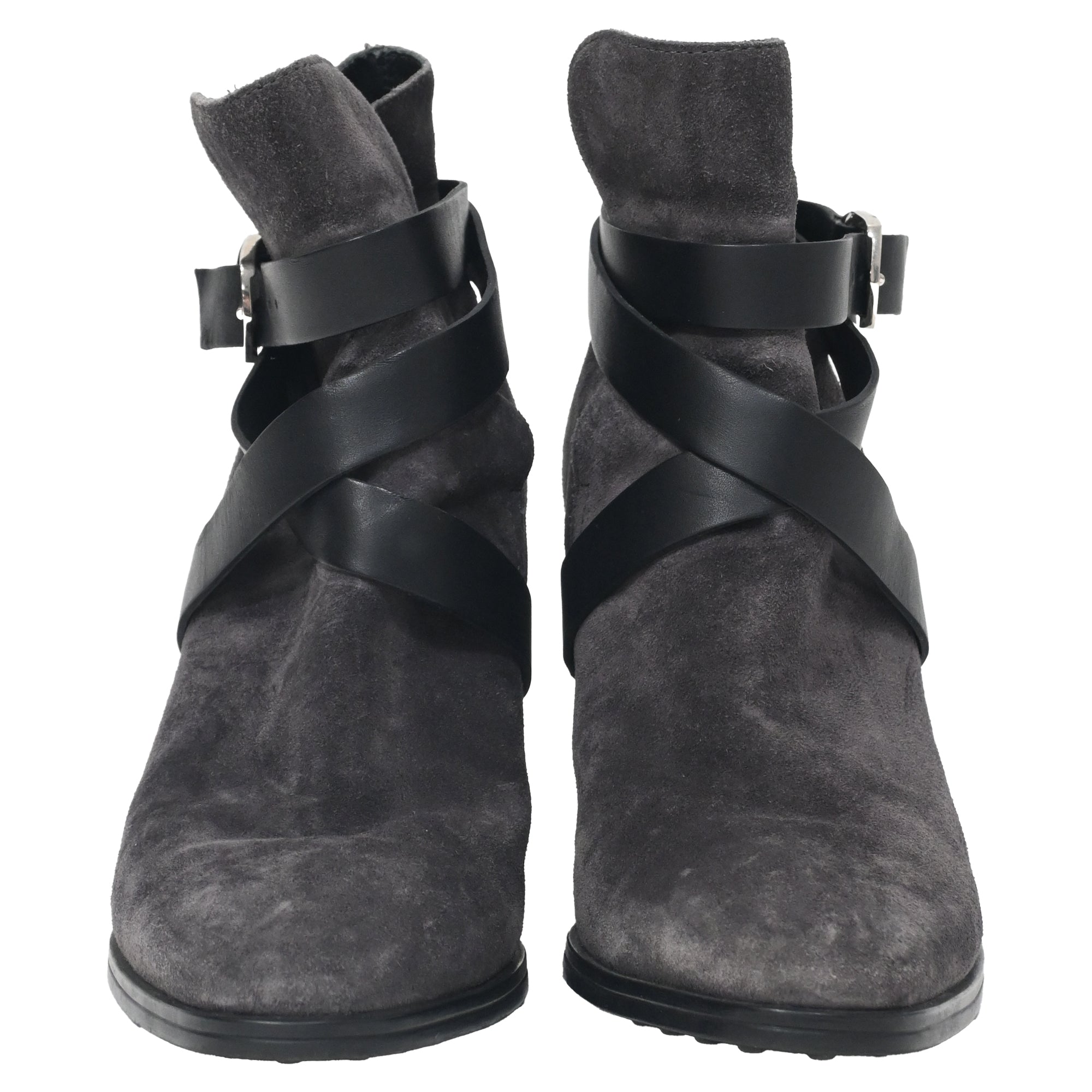 Women's Tod's Belt Ankle Boots in Grey Suede