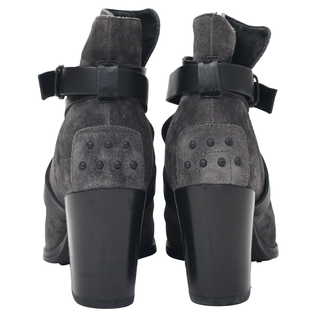 Women's Tod's Belt Ankle Boots in Grey Suede