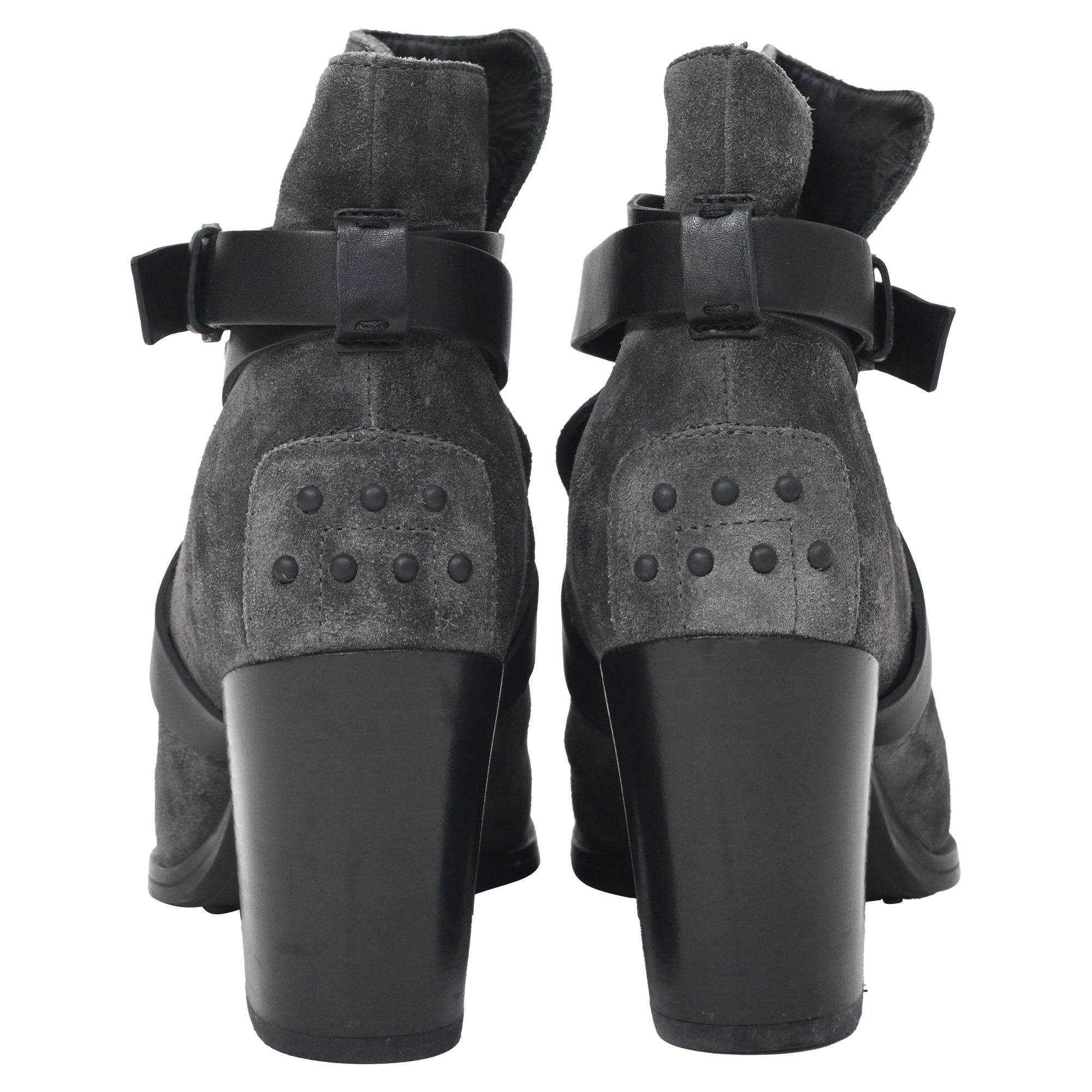 Women's Tod's Belt Ankle Boots in Grey Suede