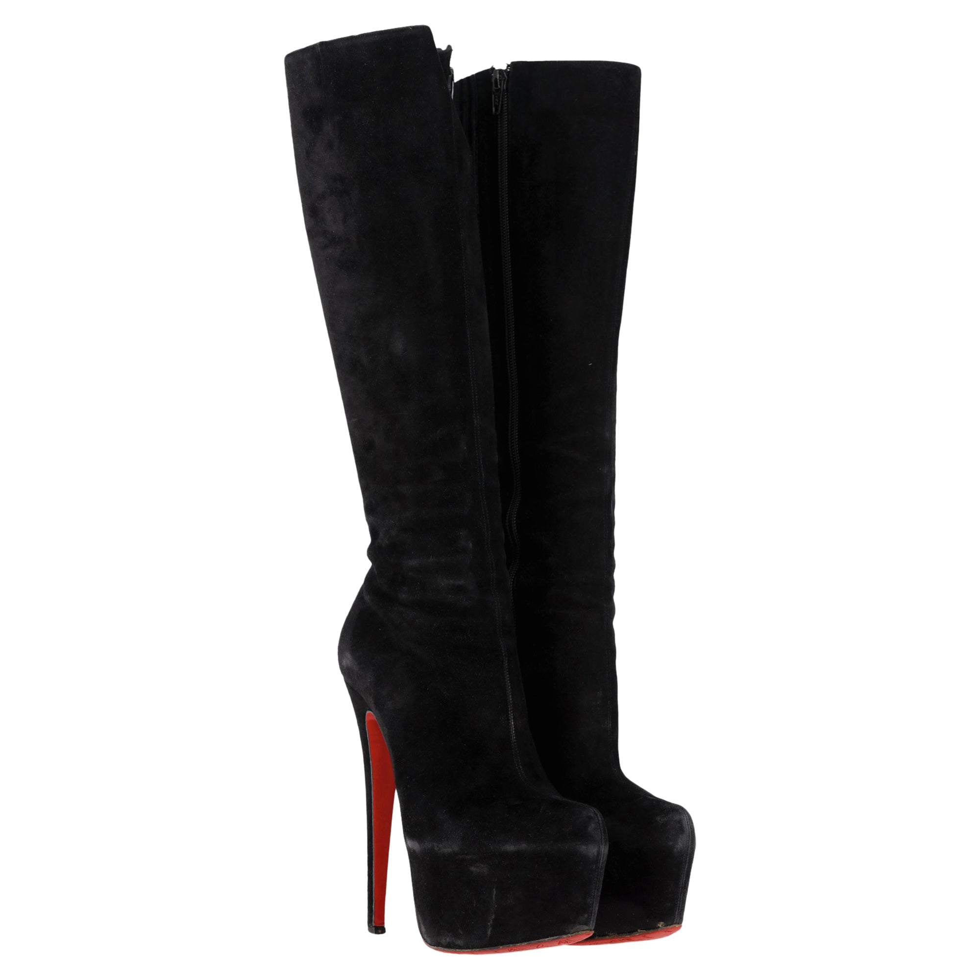 Women's  Christian Louboutin Bianca Knee-Length Boots in Black Suede