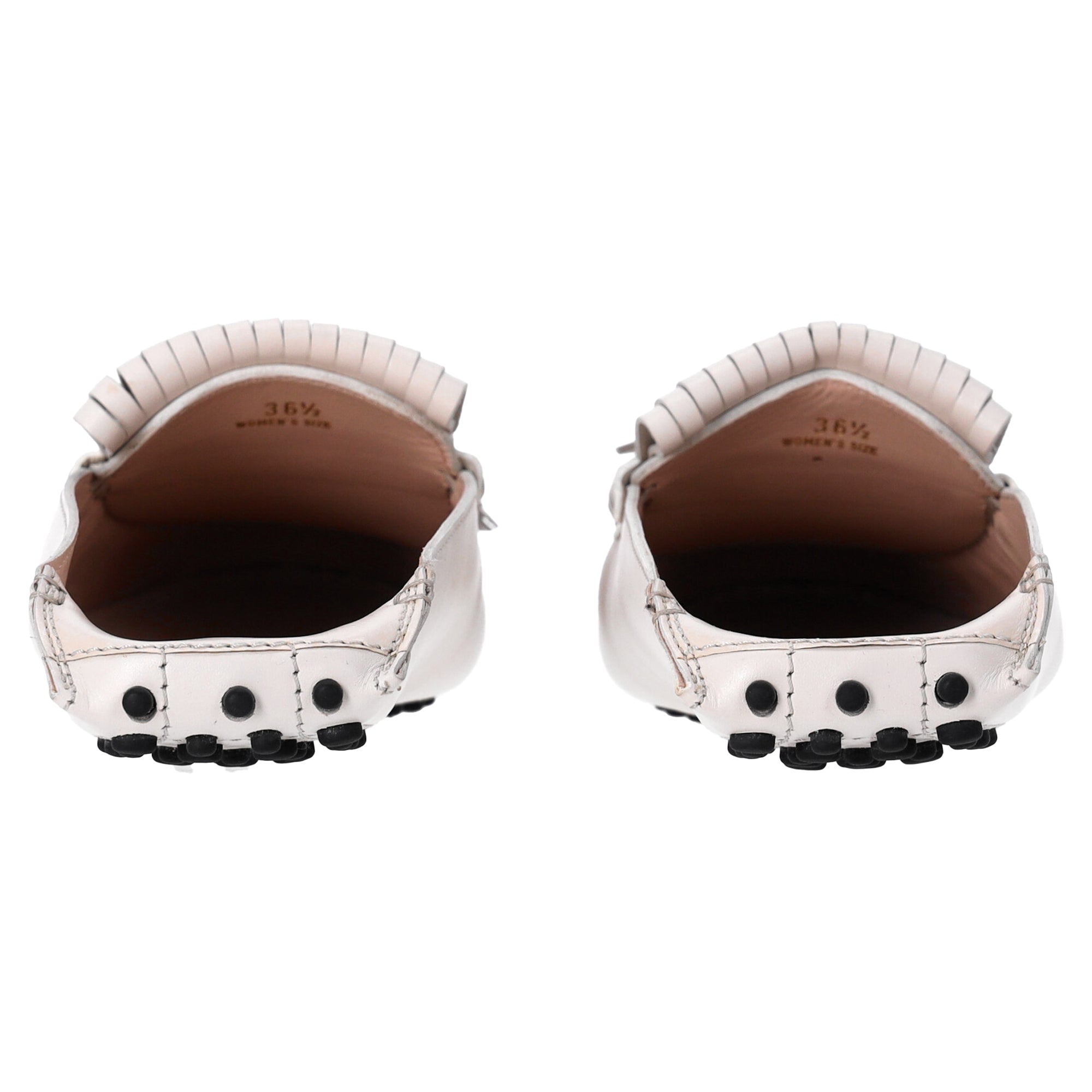 Women's  Tod's Tassel and Chain Detail Loafers in White Leather