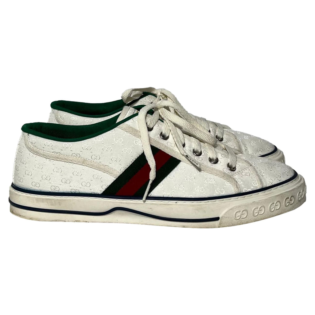 Gucci Tennis 1977 GG Low-Top Sneakers in White Canvas