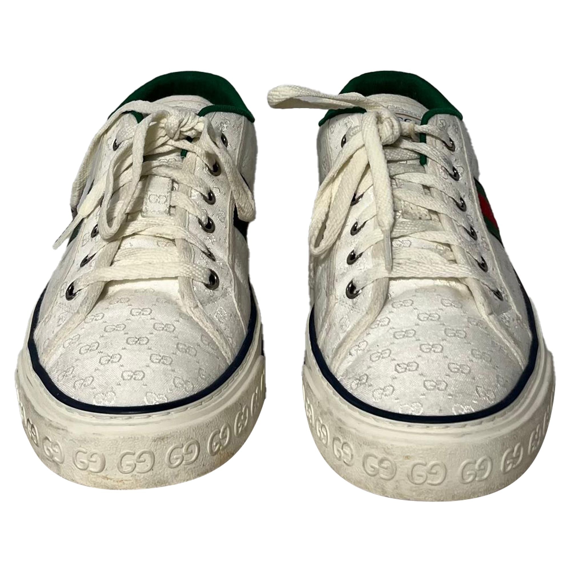 Gucci Tennis 1977 GG Low-Top Sneakers in White Canvas