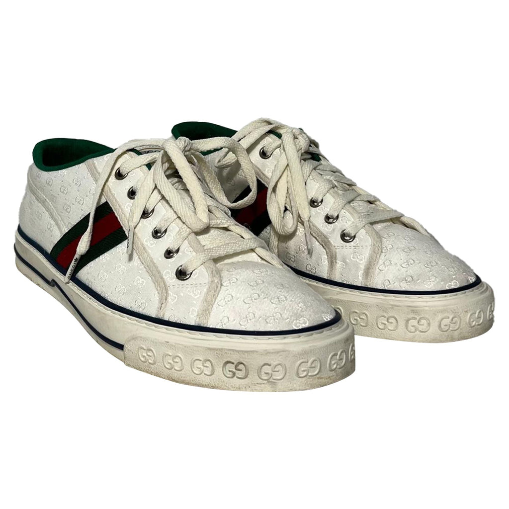 Gucci Tennis 1977 GG Low-Top Sneakers in White Canvas