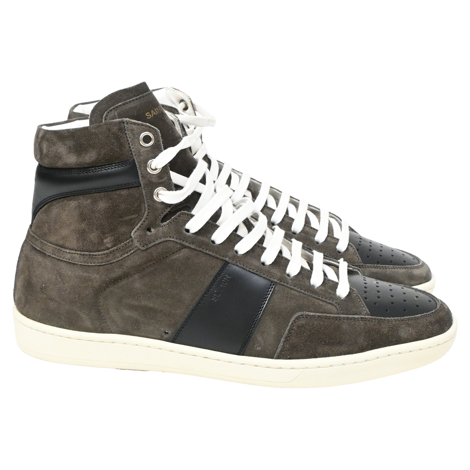 Saint Laurent SL/10H High Top Sneakers in Brown Suede