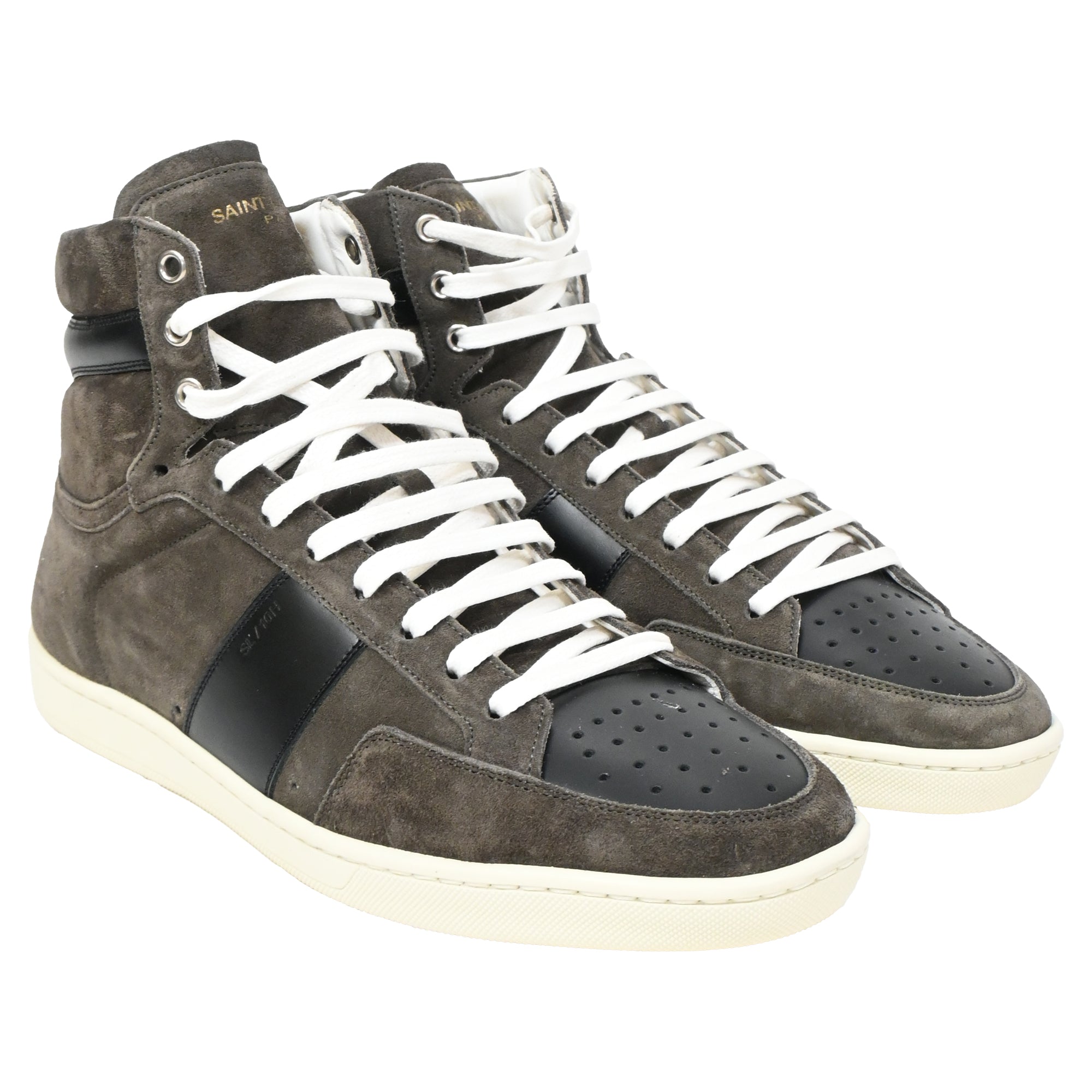 Saint Laurent SL/10H High Top Sneakers in Brown Suede