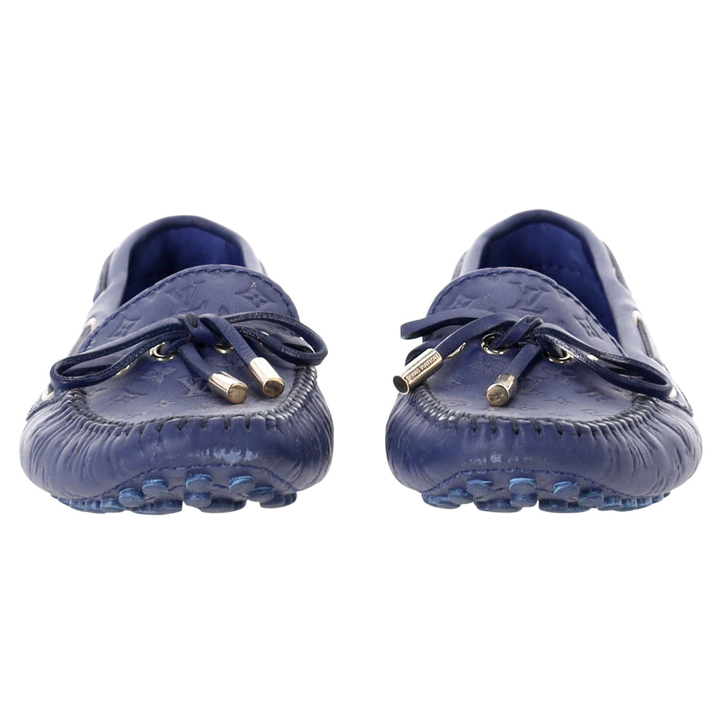 Women's Louis Vuitton Gloria Flat Loafers in Blue Leather