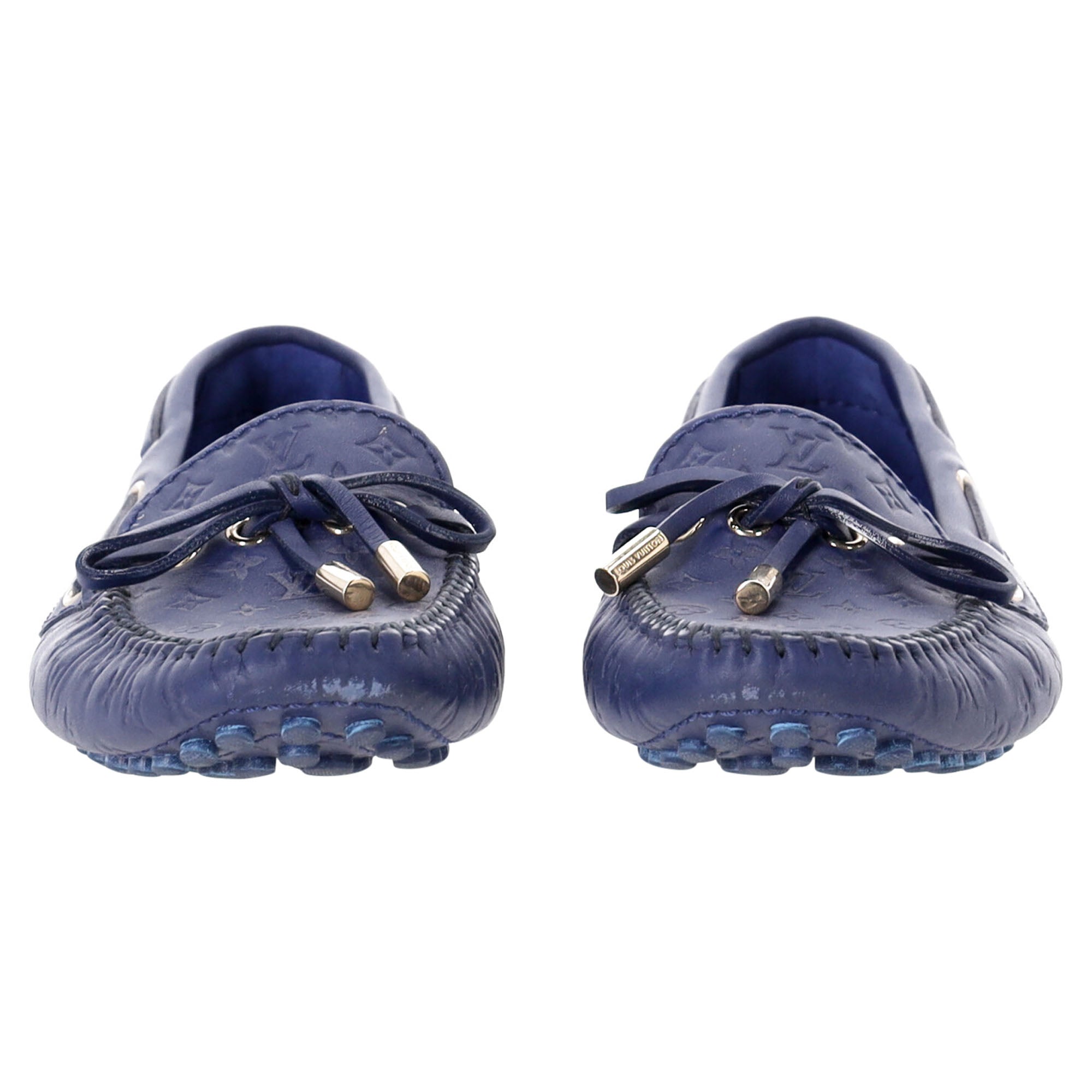 Women's Louis Vuitton Gloria Flat Loafers in Blue Leather
