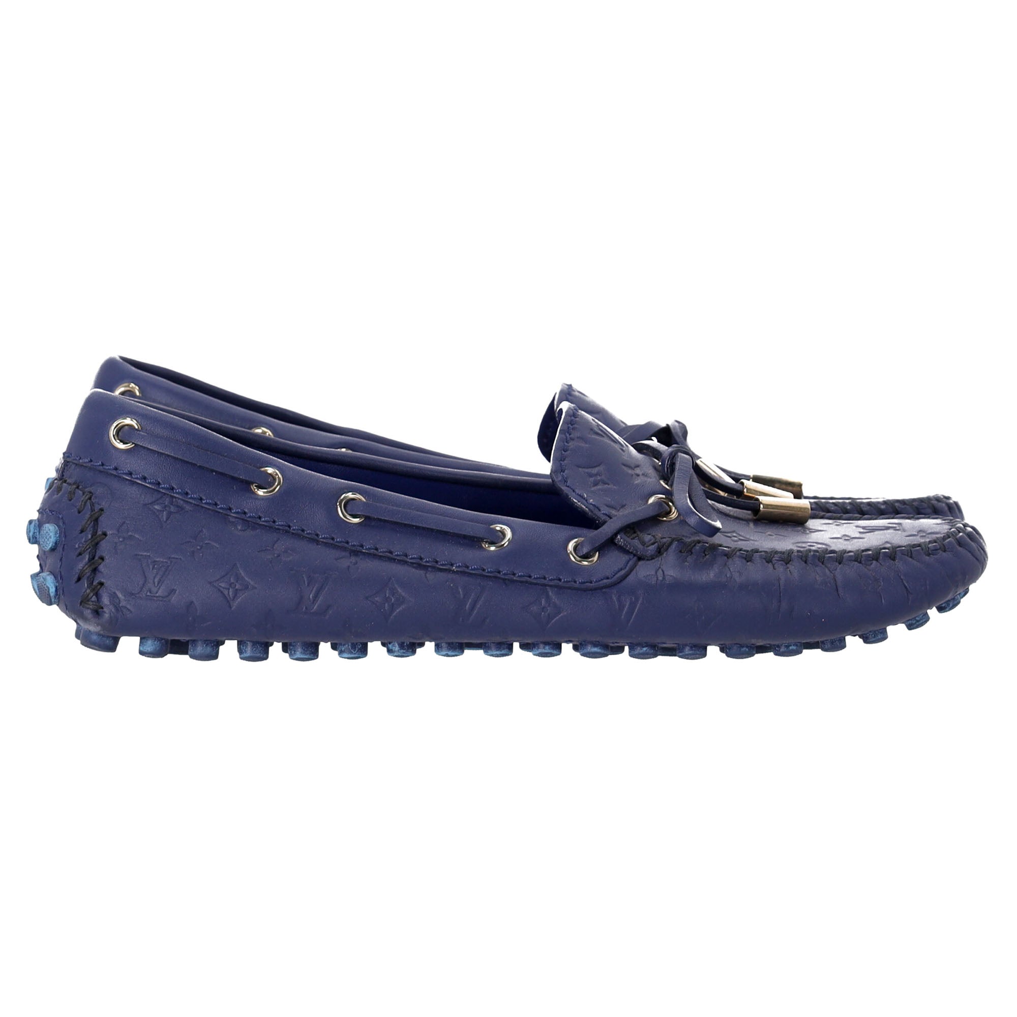 Women's Louis Vuitton Gloria Flat Loafers in Blue Leather