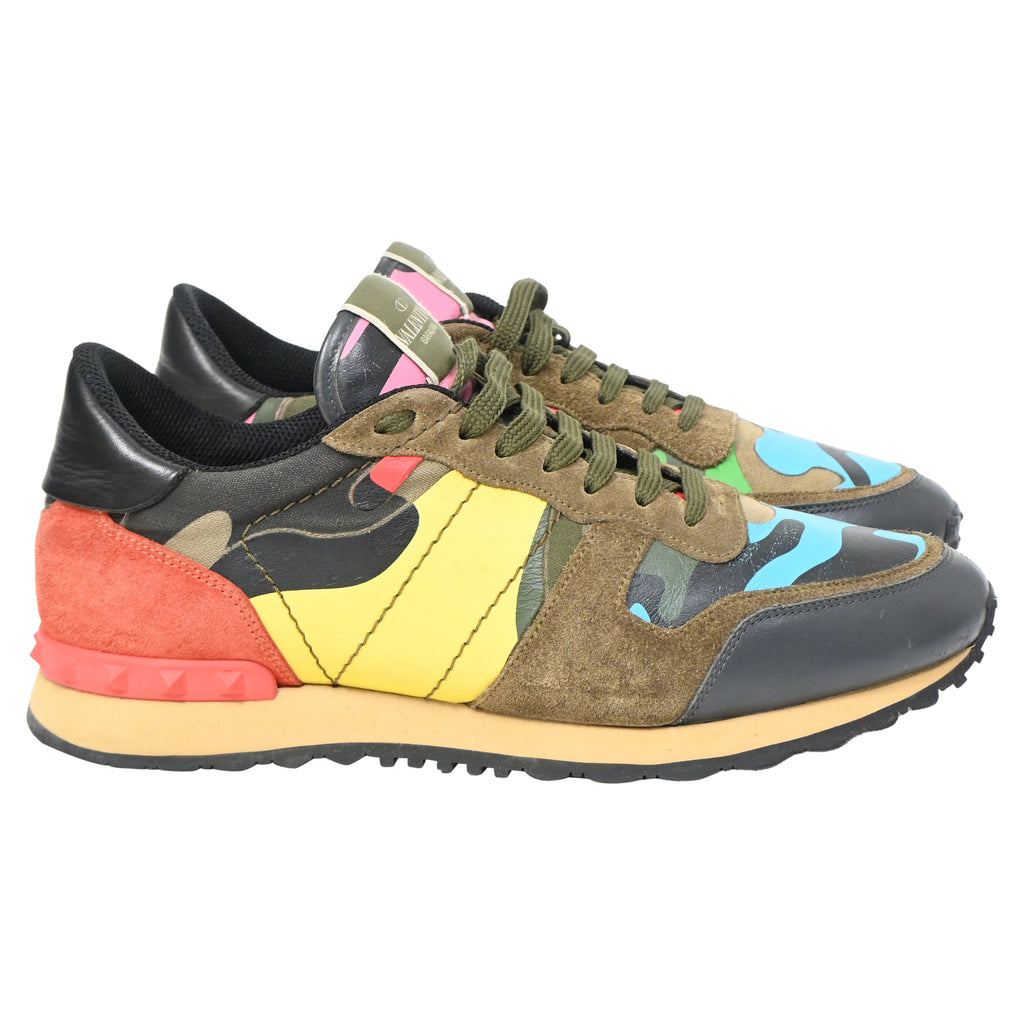 Valentino Garavani Rockrunner Sneakers in Multicolor Leather and Suede