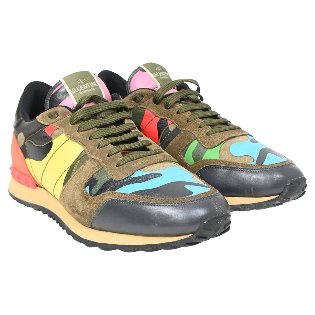 Valentino Garavani Rockrunner Sneakers in Multicolor Leather and Suede