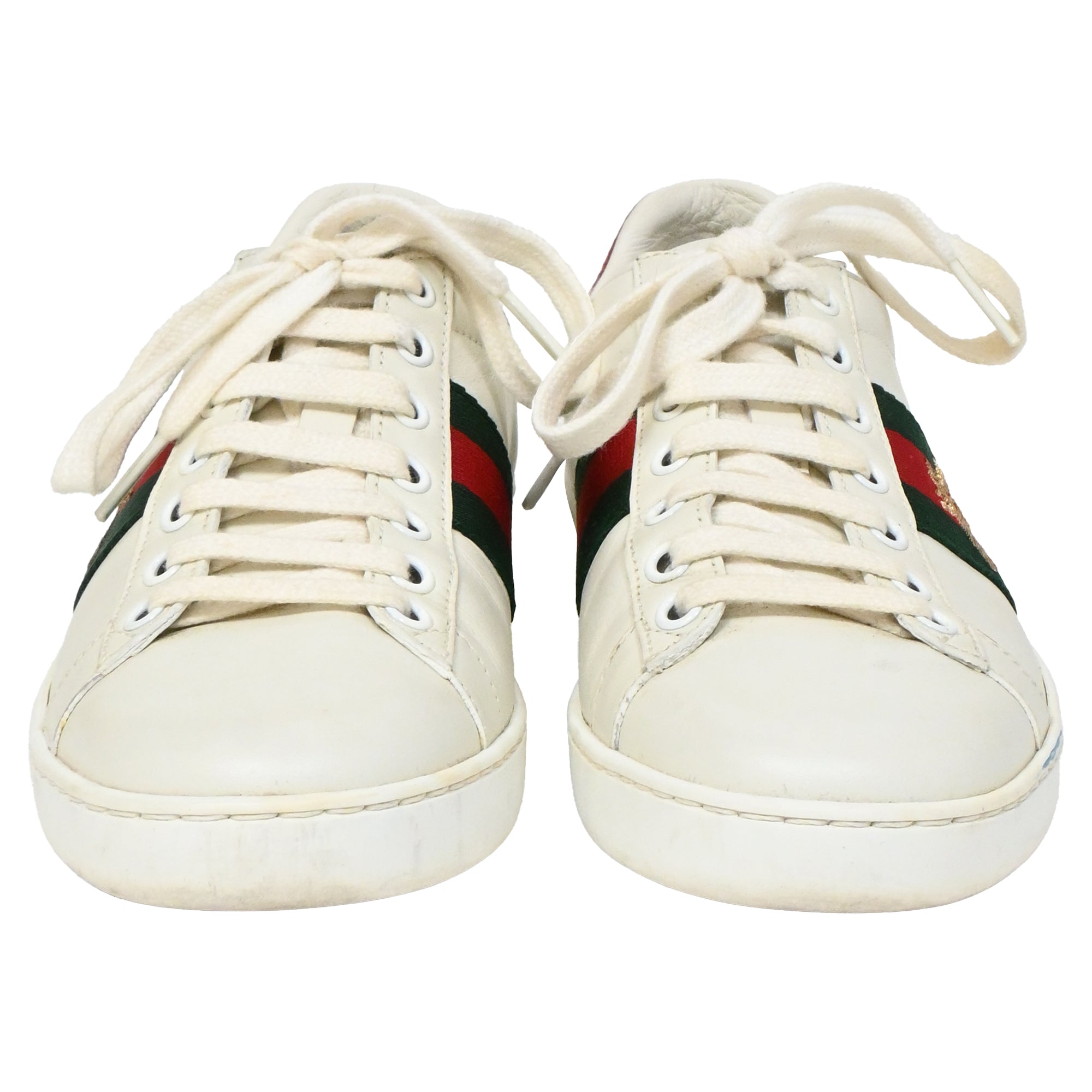 Gucci Ace Sneakers with Bee in White Leather