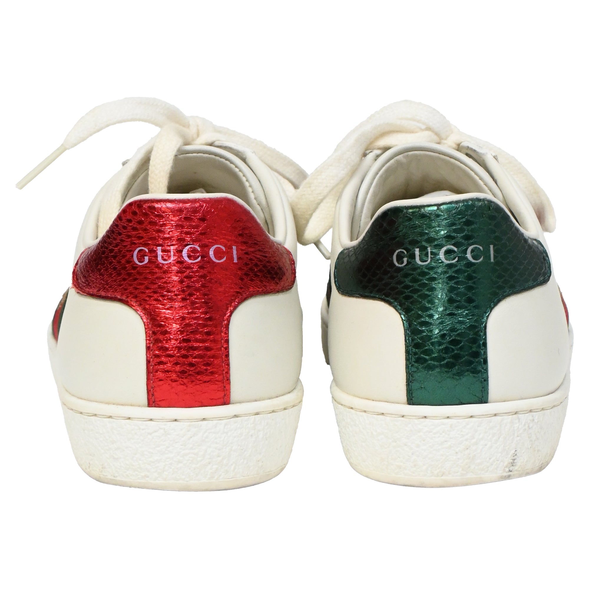 Gucci Ace Sneakers with Bee in White Leather