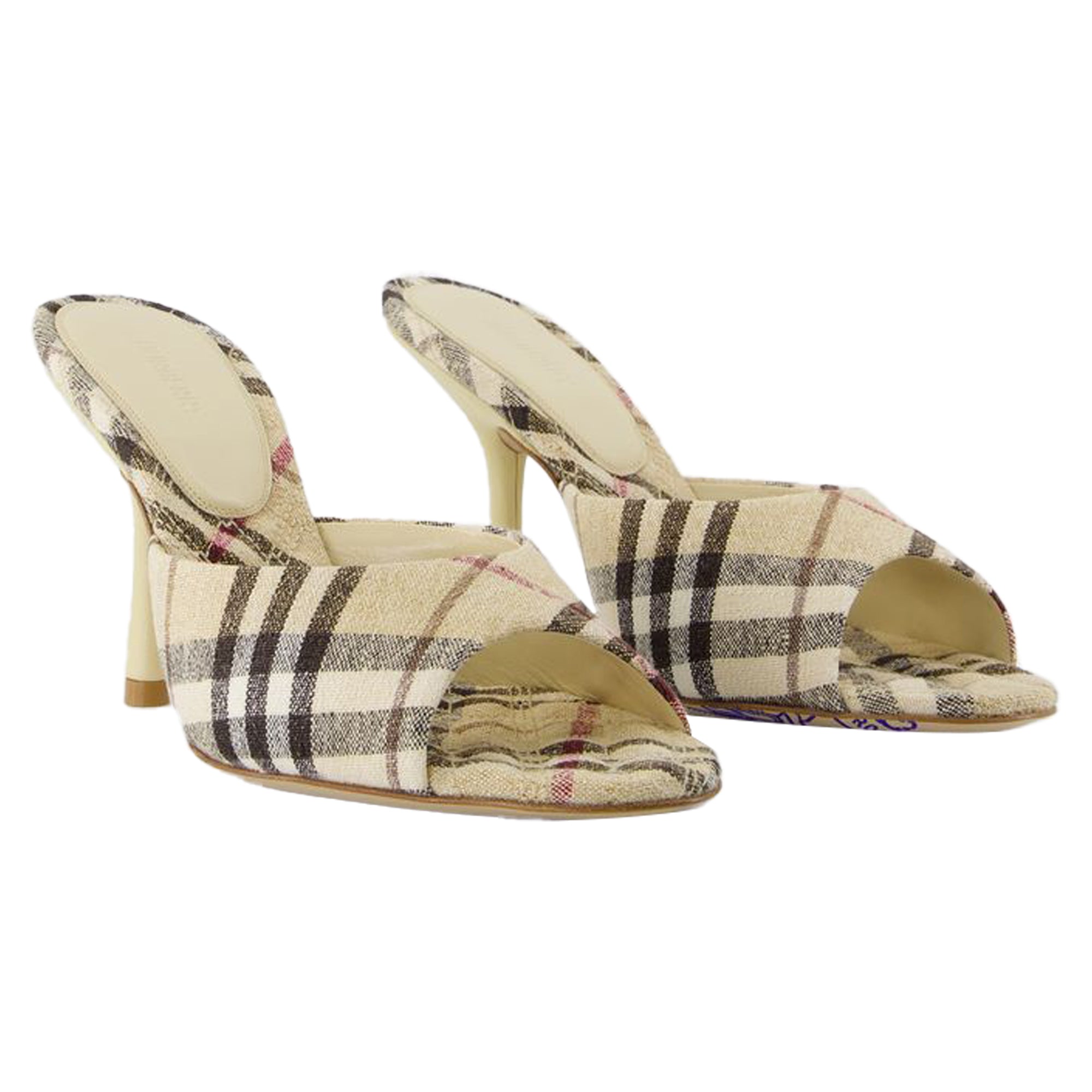 Women's Mews 90 Chk Pumps - Burberry - Linen - Neutral