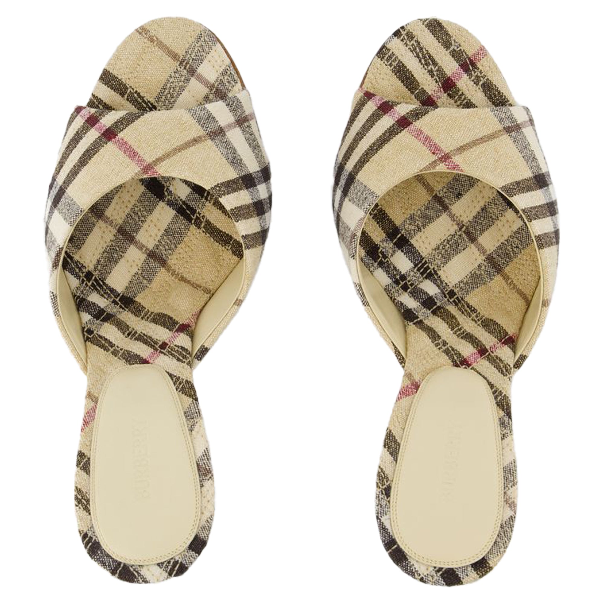 Women's Mews 90 Chk Pumps - Burberry - Linen - Neutral
