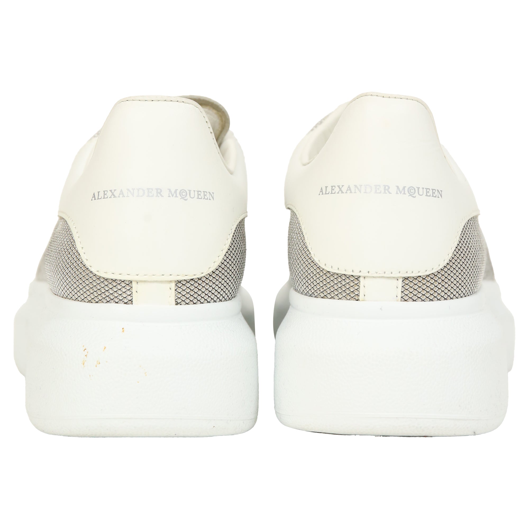 Alexander McQueen Oversized Sneakers in Silver Metallic Fabric and Leather