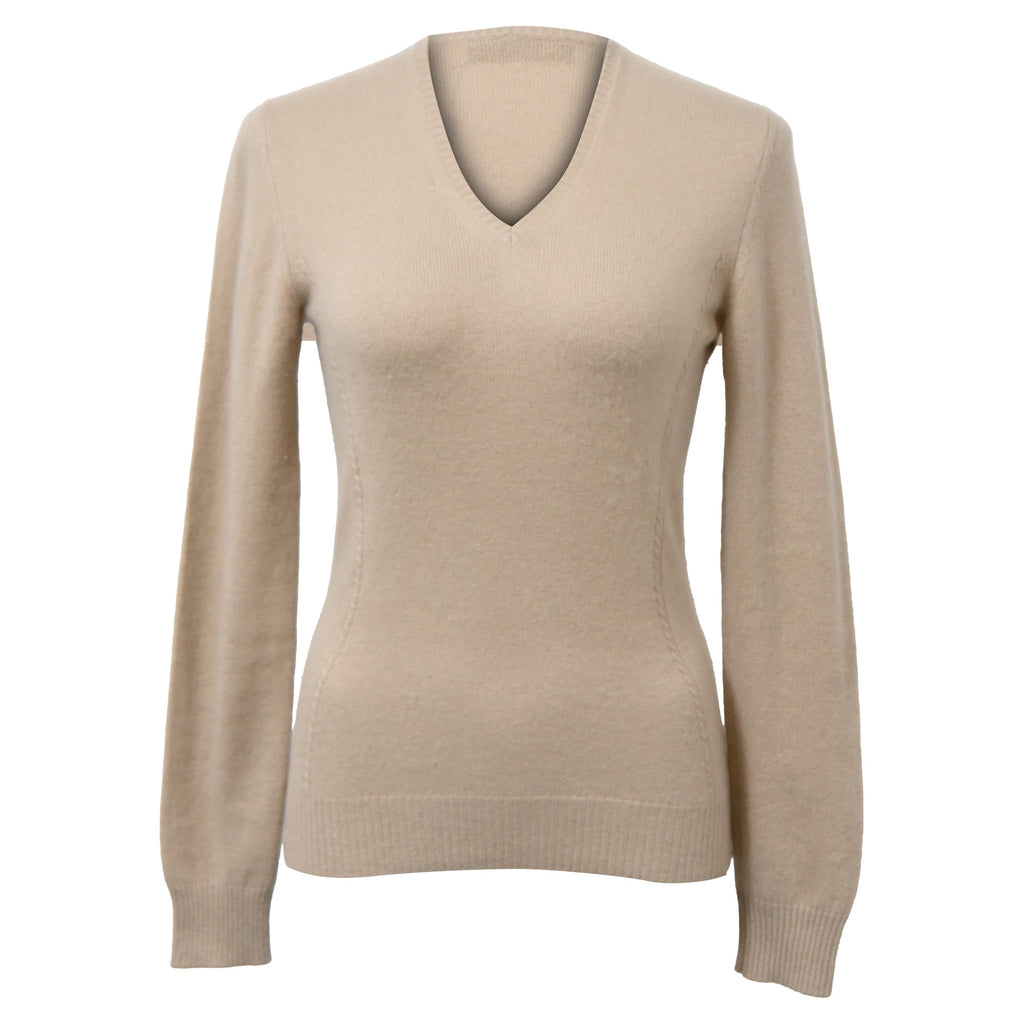 Loro Piana Knitted V-Neck Sweater in Nude Cashmere