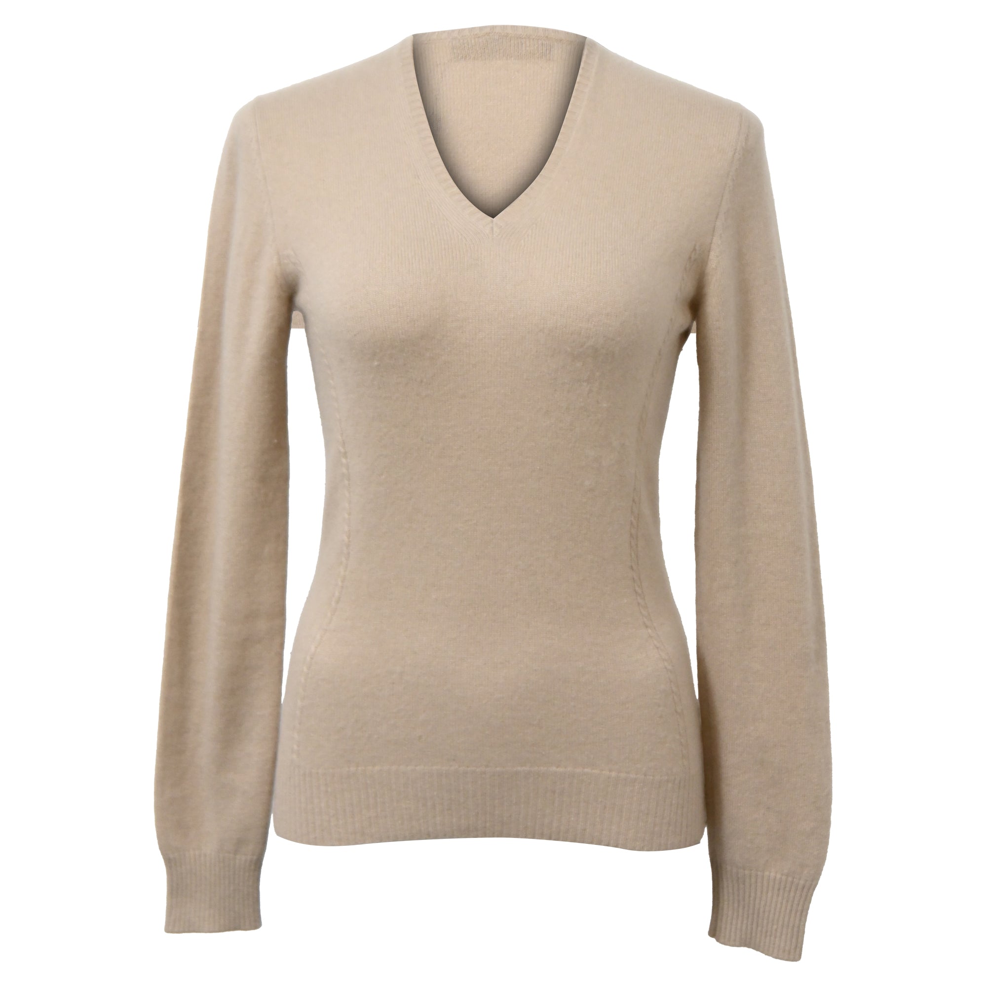 Loro Piana Knitted V-Neck Sweater in Nude Cashmere