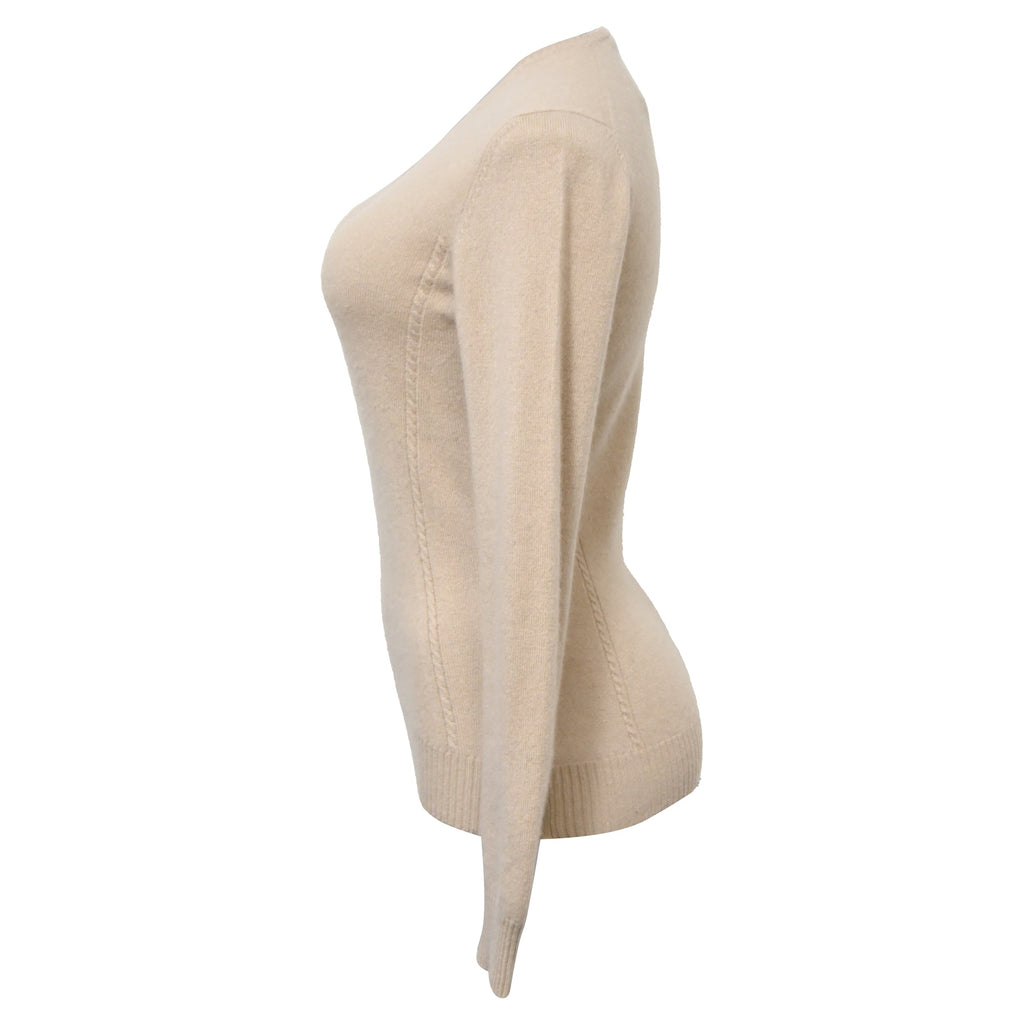 Loro Piana Knitted V-Neck Sweater in Nude Cashmere