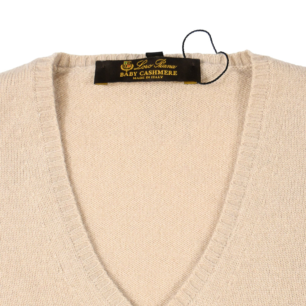 Loro Piana Knitted V-Neck Sweater in Nude Cashmere