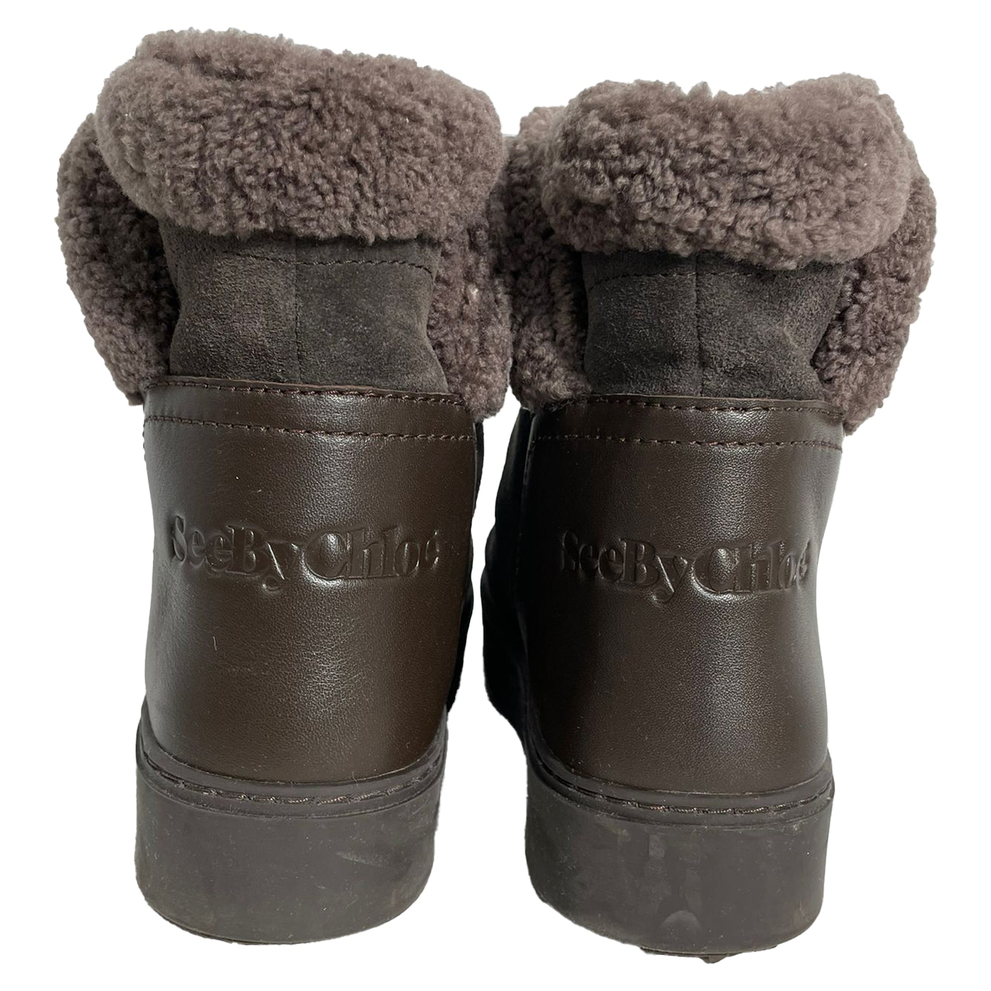 See by Chloé Juliet Sheared Ankle Boots in Brown Suede