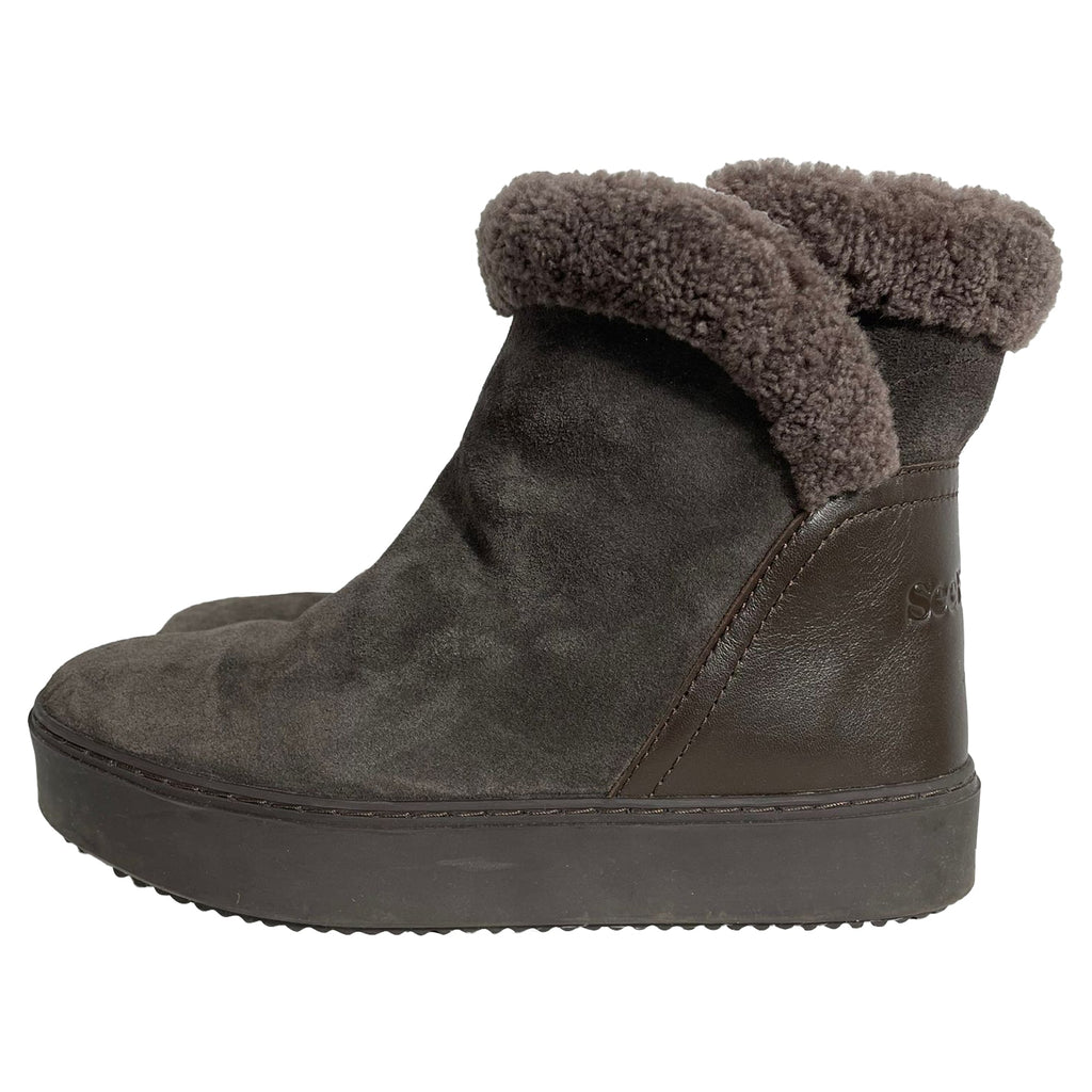 See by Chloé Juliet Sheared Ankle Boots in Brown Suede