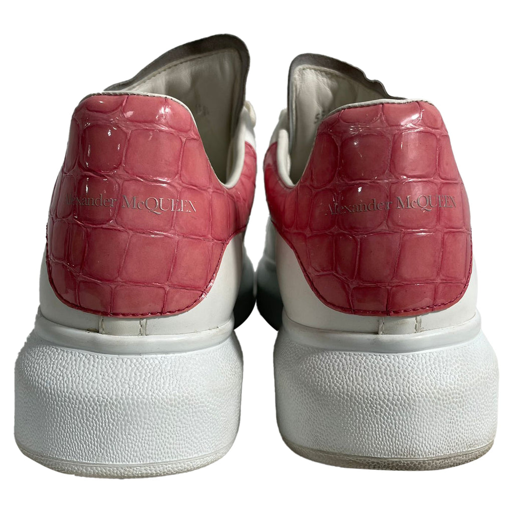 Alexander Mcqueen Oversize Crocodile-Embossed Sneakers in White Leather