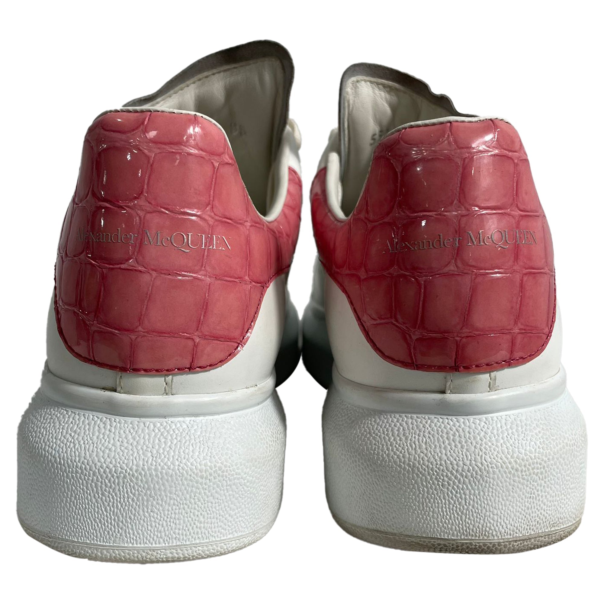Alexander Mcqueen Oversize Crocodile-Embossed Sneakers in White Leather