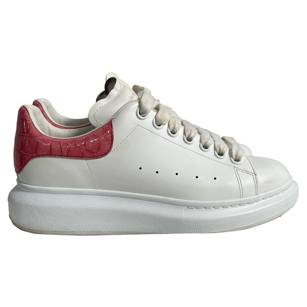 Alexander Mcqueen Oversize Crocodile-Embossed Sneakers in White Leather