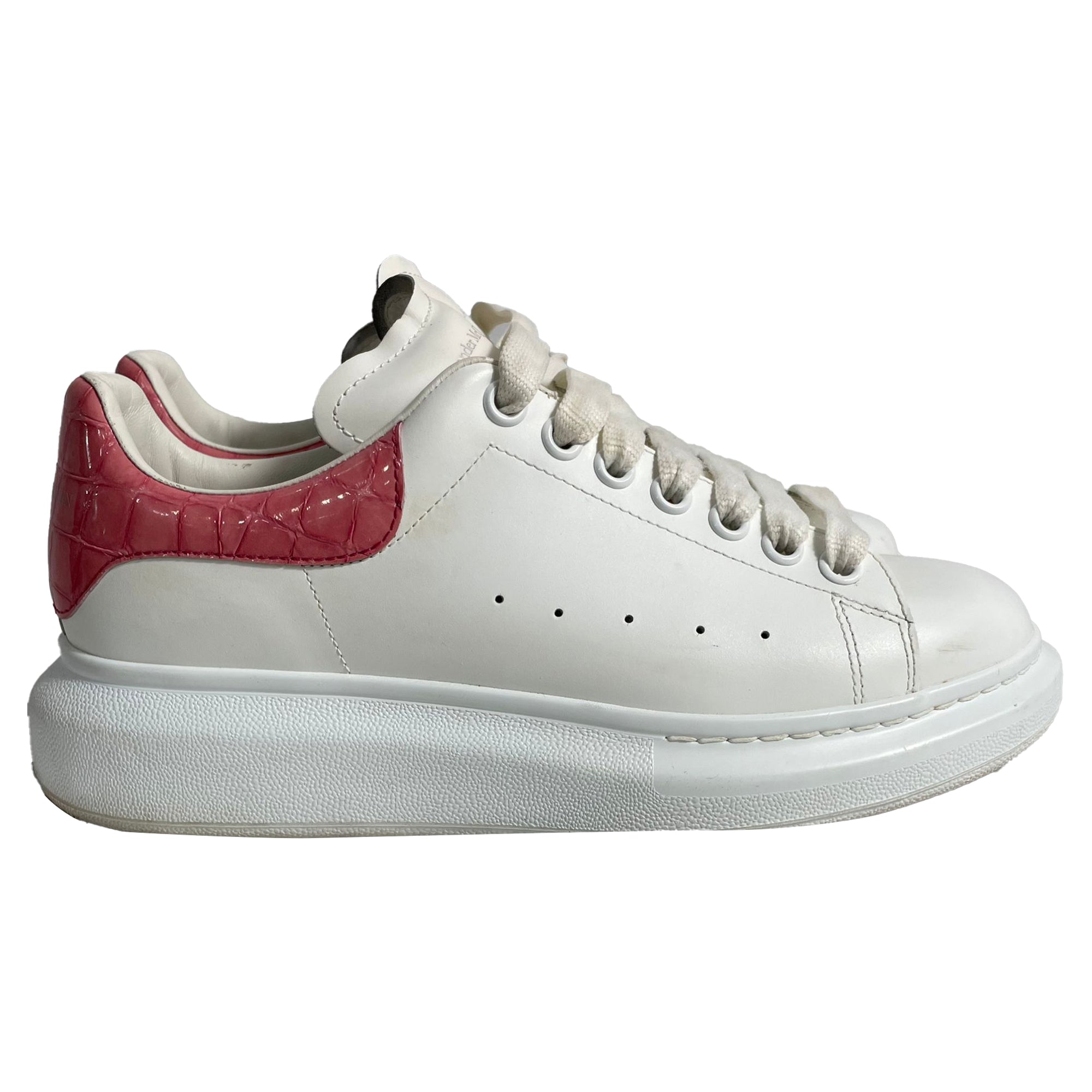 Alexander Mcqueen Oversize Crocodile-Embossed Sneakers in White Leather