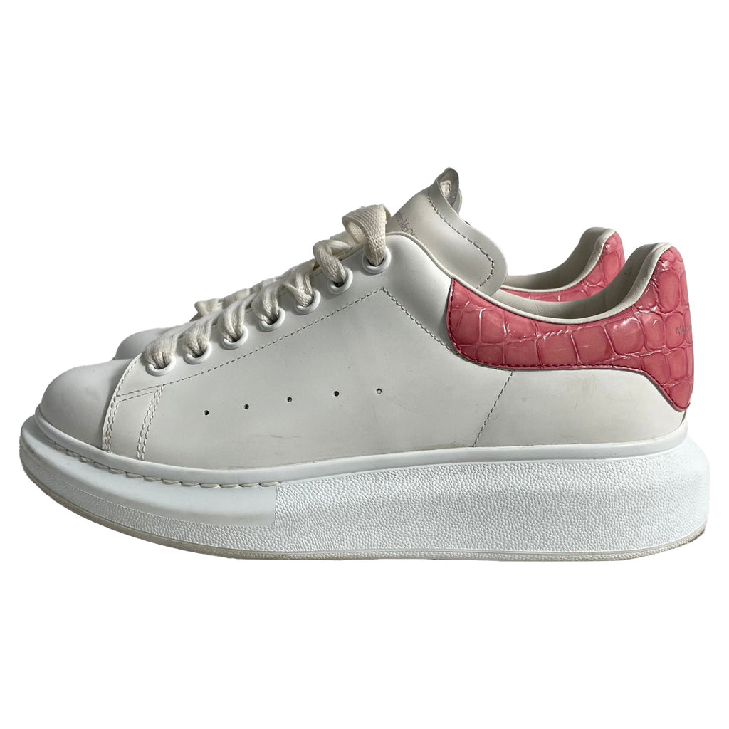 Alexander Mcqueen Oversize Crocodile-Embossed Sneakers in White Leather