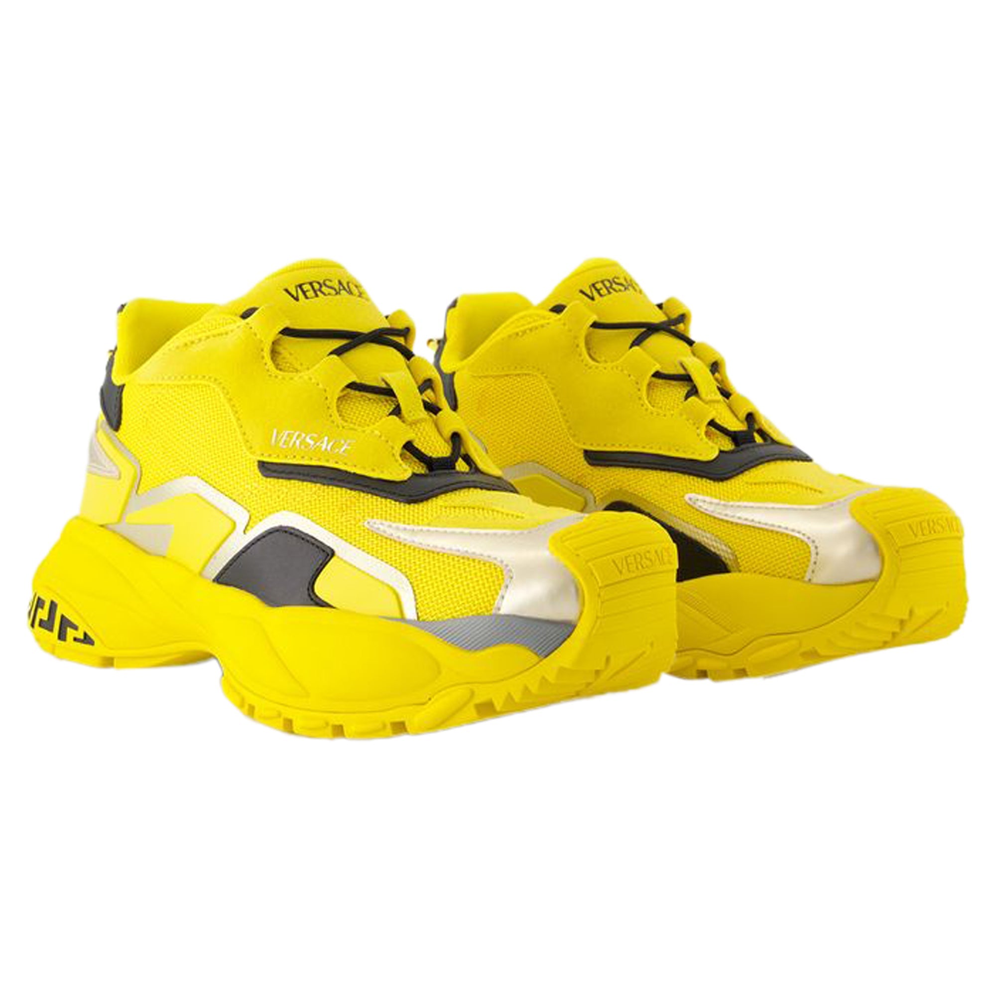 Women's Low Top Sneakers - Versace - Leather - Yellow