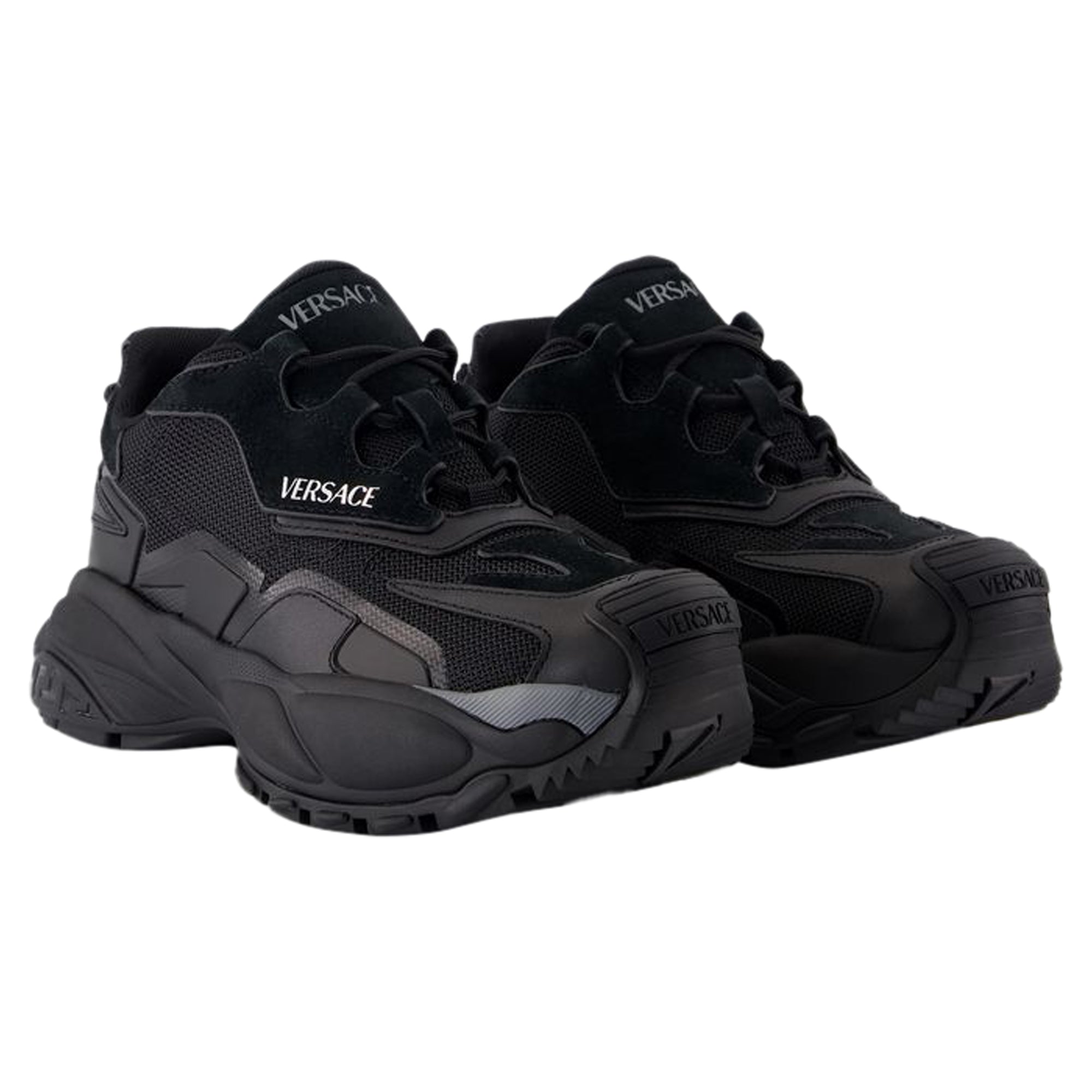 Women's Low Top Sneakers - Versace - Leather - Black