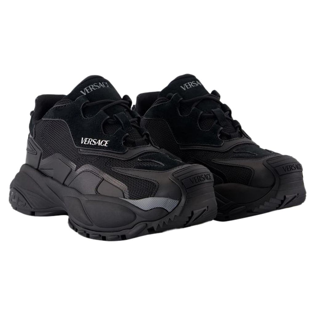 Women's Low Top Sneakers - Versace - Leather - Black