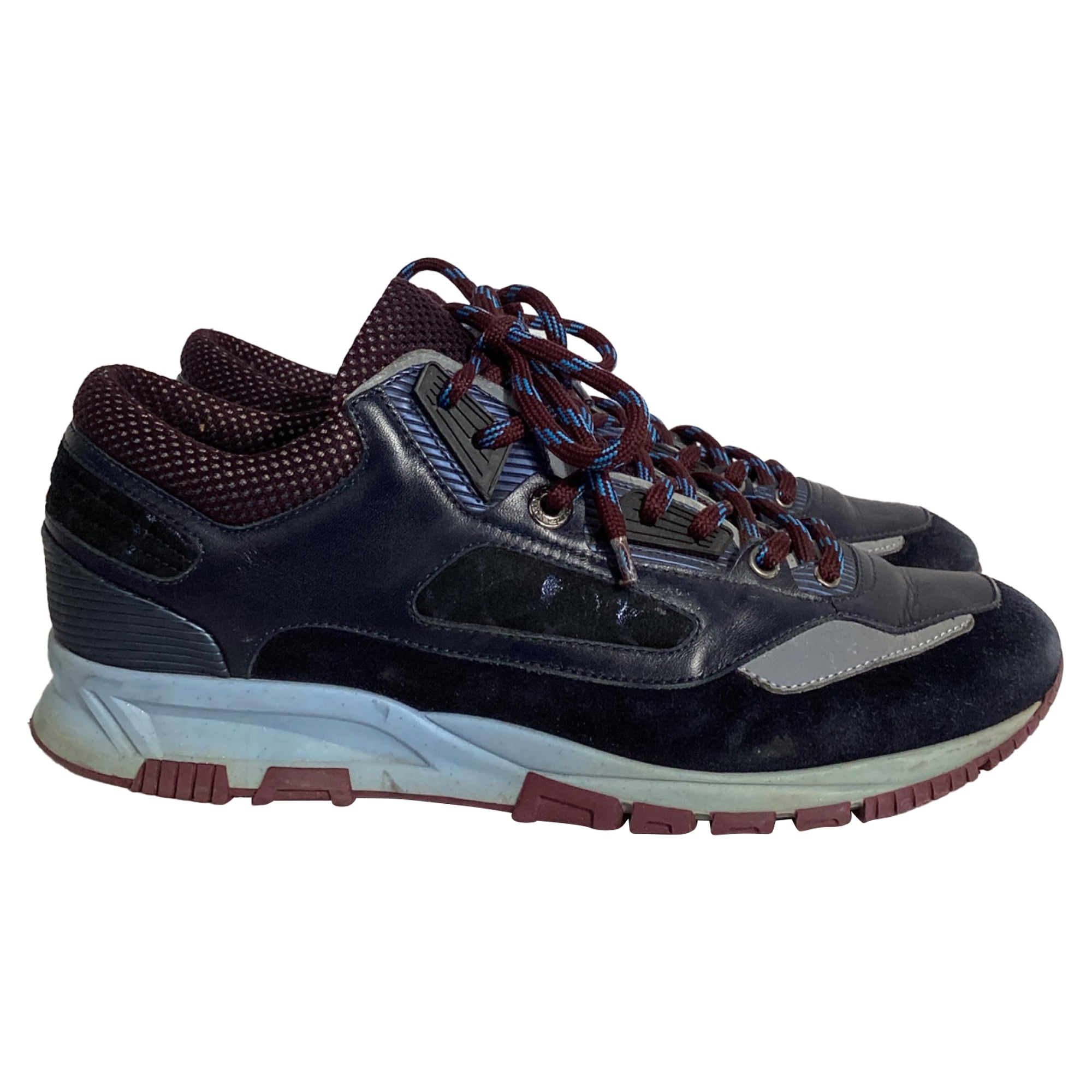 Men's Lanvin Runners DS Sneakers in Blue Suede and Leather