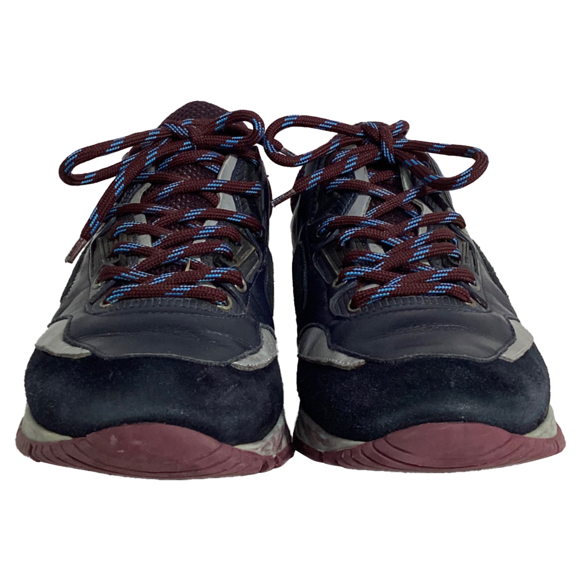 Men's Lanvin Runners DS Sneakers in Blue Suede and Leather